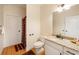 Bathroom with a granite topped vanity, a linen closet, and a shower and toilet behind a closed door at 915 Preservation Circle, Pawleys Island, SC 29585