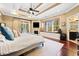 Spacious main bedroom offers a sitting area, fireplace, trey ceiling and private access to the outdoor patio at 915 Preservation Circle, Pawleys Island, SC 29585