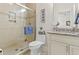 Bright bathroom with a glass shower, granite countertops, and modern fixtures at 1012 Dowitcher Dr., Conway, SC 29526