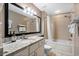 Clean bathroom with a shower-tub combo, granite vanity, and ample counter space at 107 S Ocean Blvd. # 2106, Myrtle Beach, SC 29577