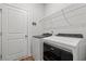 Convenient laundry room with modern washer and dryer, plus wire shelving and a utility door at 2015 Borgata Loop, Longs, SC 29568