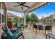 Enjoy the view of the pond from this screened-in patio area with fire pit and seating at 205 Deep Blue Dr., Myrtle Beach, SC 29579