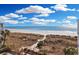 Breathtaking ocean view with a sandy beach, blue sky, and fluffy white clouds at 2405 S Ocean Blvd. # 105, North Myrtle Beach, SC 29582