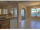 View of kitchen with open dining area featuring a stylish chandelier at 280 Barclay Dr., Myrtle Beach, SC 29579