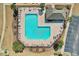 Aerial view of the community pool, highlighting its spacious layout and amenities at 6203 Catalina Dr. # 1822, North Myrtle Beach, SC 29582