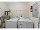 Laundry room with white washer, dryer, water heater and fire extinguisher at 4305 Lotus Ct. # G, Murrells Inlet, SC 29576