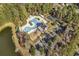 Aerial view of neighborhood amenities: pool, playground, clubhouse, lake and basketball court at 2629 Scarecrow Way, Myrtle Beach, SC 29579