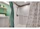 Bathroom with shower stall with a shower curtain, and laundry appliances at 325 52Nd Ave. N, North Myrtle Beach, SC 29582