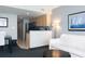 Interior view of combined kitchenette and living area with ocean views at 107 S Ocean Blvd. # 704, Myrtle Beach, SC 29577
