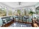 Bright sunroom features large windows, hardwood floors, ceiling fan, and nautical decor throughout at 138 Wofford Rd., Conway, SC 29526