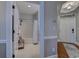 View of a bathroom with a shower-tub combo next to a hallway with wood floors at 2180 Waterview Dr. # 513, North Myrtle Beach, SC 29582