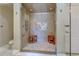 Walk-in shower with frameless glass door, decorative tiles, and dual shower heads at 2180 Waterview Dr. # 513, North Myrtle Beach, SC 29582