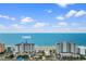 Aerial shot of oceanfront resort with many rooms featuring balconies and views of the Atlantic at 2301 S Ocean Blvd. # 1023, Myrtle Beach, SC 29577