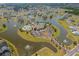 Aerial view of the community clubhouse, pool, tennis courts, and surrounding waterway at 296 West Palms Dr., Myrtle Beach, SC 29579