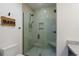 Modern bathroom with sleek glass shower, stylish fixtures, and minimalist design at 404 Club Dr., Myrtle Beach, SC 29572