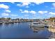 Picturesque marina view showcasing boats docked in calm water under a sunny sky with puffy clouds at 5223 Sea Coral Way, North Myrtle Beach, SC 29582