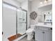 Cozy bathroom with modern fixtures, a glass-enclosed shower, and decorative wall art at 7205 Spoleto Dr., Myrtle Beach, SC 29572