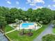 Inviting community pool with lush landscaping, lounge chairs, and a surrounding fence at 765 Pinehurst Ln. # 96-C, Pawleys Island, SC 29585