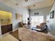 Comfortable living room with blue walls and vaulted ceiling at 1356 Glenns Bay Rd. # 201B, Surfside Beach, SC 29575