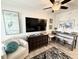 Cozy living room with modern decor, a large flat-screen TV, and comfortable seating at 2001 S Ocean Blvd. # 621, Myrtle Beach, SC 29577