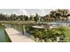 Waterfront view of amenities, including a dock, pool, lounge chairs, and a lake at 246 River Edge Dr., Myrtle Beach, SC 29588