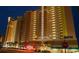 Night view of the bright Big Kahuna resort showing multiple floors with private balconies at 2801 S Ocean Blvd. # 231, North Myrtle Beach, SC 29582