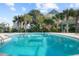 Resort pool featuring clear blue water, and mature palm trees offering shade, with resort buildings in the background at 601 Mitchell Dr. # 801, Myrtle Beach, SC 29577