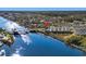 Aerial view of the waterfront property showcasing its prime location and neighborhood layout at 100 Marblehead Dr., Little River, SC 29566