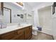 Classic bathroom with a vanity, toilet, and shower-tub combination at 1210 N Ocean Blvd. # 105, Surfside Beach, SC 29575