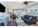 Cozy living room with stylish decor, comfortable seating, and an ocean view from the windows at 2001 S Ocean Blvd. # 1505, Myrtle Beach, SC 29577