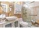 Stylish bathroom featuring modern vanity, fixtures, and a glass enclosed shower at 276 Salt Marsh Circle # 4D, Pawleys Island, SC 29585