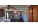 View from kitchen to the living room featuring a ceiling fan, and updated decor at 360 South Green Sea Rd., Loris, SC 29569
