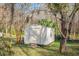 Exterior view of the shed, with natural light, trees, green grass, and spanish moss at 3740 Limerick Rd., Myrtle Beach, SC 29579