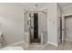 Modern bathroom showcasing a corner shower with glass enclosure and contrasting tile at 4222 Congressional Dr., Myrtle Beach, SC 29579