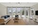 Cozy sun room with lots of natural light, wood floors, comfortable seating, and scenic backyard views at 4222 Congressional Dr., Myrtle Beach, SC 29579