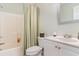 Bathroom with a shower/tub combo and vanity with white cabinets, perfect for daily routines at 478 Pinehurst Ln. # 17D, Pawleys Island, SC 29585