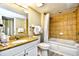 Well-maintained bathroom with a tub/shower combination and granite vanity at 5300 N Ocean Blvd. # 708, Myrtle Beach, SC 29577