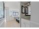 Stylish bathroom featuring a unique vessel sink and view of a bedroom nook with a window seat at 5905 South Kings Hwy. # 1708, Myrtle Beach, SC 29575
