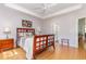 A serene main bedroom boasts a tray ceiling, fan and a seamless transition to the bathroom at 640 Intracoastal Way # 640, Myrtle Beach, SC 29579