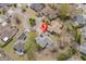 Aerial view of a neighborhood showing landscaping, surrounding houses, and its location at 6904 Gina Ct., Myrtle Beach, SC 29588