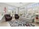 Bright living room featuring large windows, cozy seating, and neutral tones at 6904 Gina Ct., Myrtle Beach, SC 29588