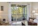 Living room sliding glass door opens to screened porch at 77 Tern Pl. # 202, Pawleys Island, SC 29585