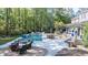 Spacious backyard featuring a pool, patio area, and lush greenery at 133 Otter Run Rd., Pawleys Island, SC 29585