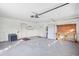 Large garage with a door and a workbench at 1001 Cardinal Ct., Murrells Inlet, SC 29576