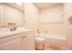 This is a bathroom with a sink, toilet, and shower/tub combo at 1025 Carolina Rd. # O4, Conway, SC 29526