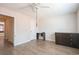 The bedroom features wood flooring, a ceiling fan, a closet, and a dresser at 1025 Carolina Rd. # O4, Conway, SC 29526