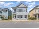Charming two-story home with a light blue exterior, well-manicured landscaping, and a welcoming entrance at 1423 Peterson St., Myrtle Beach, SC 29577