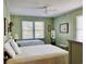 Charming bedroom featuring paneled walls, a ceiling fan, and two beds with white linens near a window at 312 Norris Dr., Pawleys Island, SC 29585