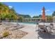 Relaxing pool area features lounge chairs, tables with umbrellas, and well-maintained landscaping at 570 Botany Loop Murrells Inlet # 570, Murrells Inlet, SC 29576