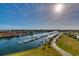 Beautiful aerial view of a harbor, showcasing yachts and a clear blue sky, reflecting luxury living at 5825 Catalina Dr. # 1133, North Myrtle Beach, SC 29582